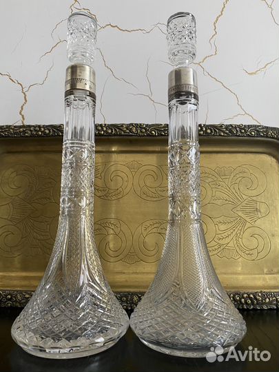 Хрустальный штоф с серебром