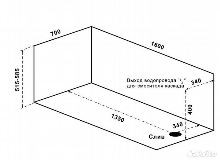 Ванна акриловая Relisan EcoPlus Мега 160х70