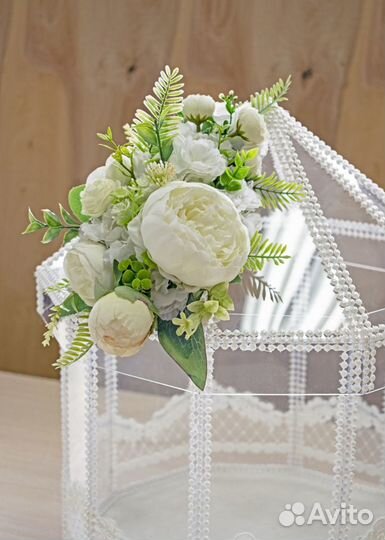 Свадебная корзинка/Хонча (молочное кружево,бусины)
