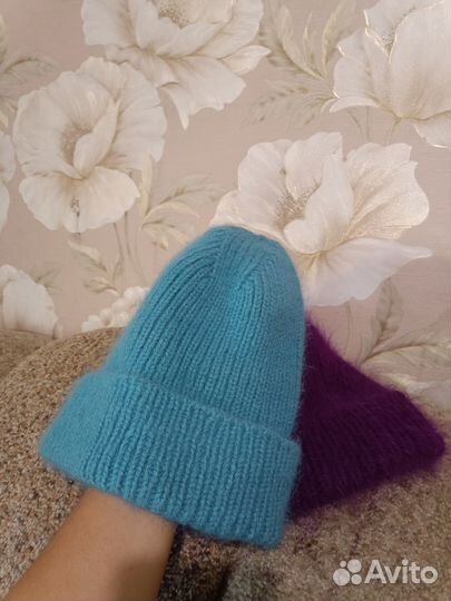 Шапка вязанная женская пух норки