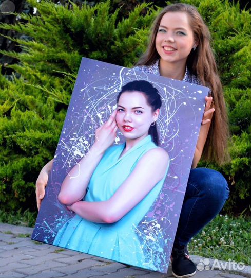 Портрет на холсте по фото (разные размеры)