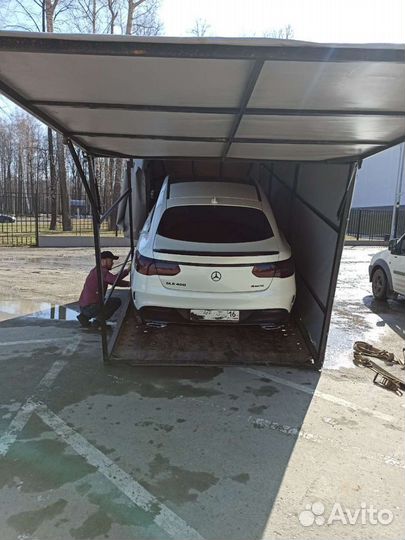 Закрытый эвакуатор. Выгрузка авто