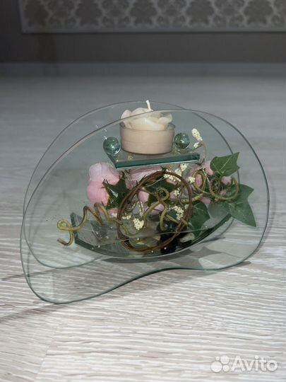 Стеклянная подставка для свечки