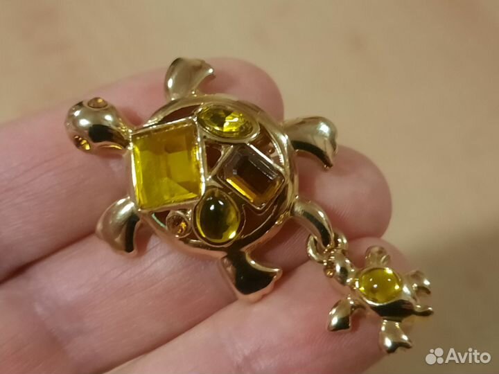 Брошь Черепашка Cinderella США. Брошки винтаж 2шт