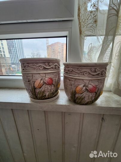 Керамические горшки для цветов бу