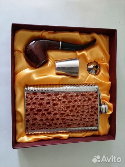 Подарочный набор мужской. Трубка, Фляжка, стопка