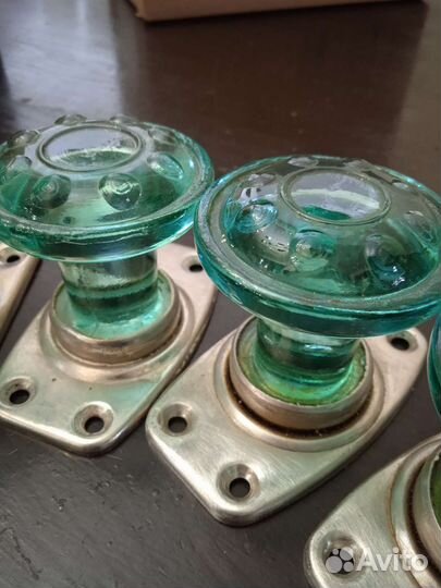 Дверные ручки СССР зелёное стекло