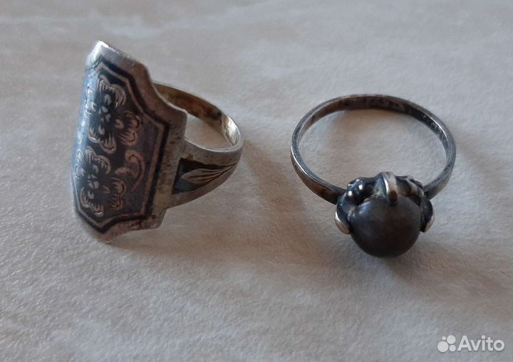 Серебряные серьги и перстень СССР