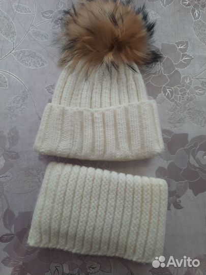 Шапка и снуд женский, для девочки