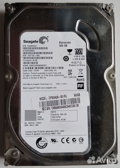 Проблемный жесткий диск Seagate 500 Гб