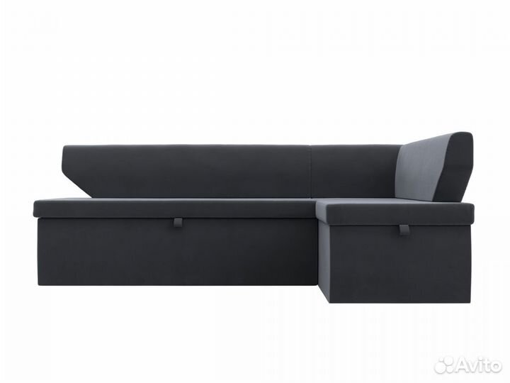 Диван кухонный угловой Омура правый угол, велюр, серый