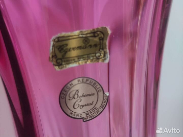 Ваза Чешское стекло ручной работы 47 см