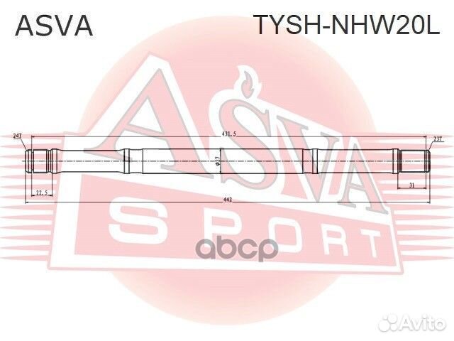Полуось левая asva tyshnhw20L tyshnhw20L asva