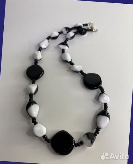 Черные бусы чешское стекло 44 см