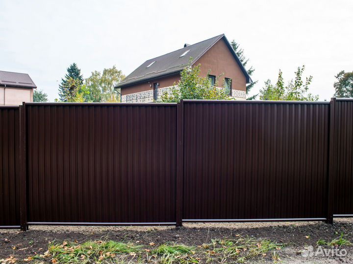 Забор из профнастила с установкой