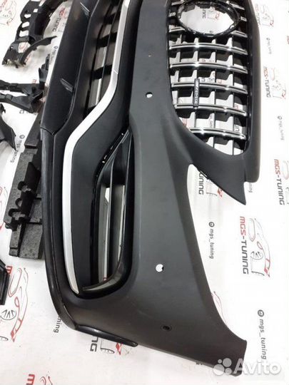 Бампер C63 Edition 1 с решеткой W205 Рест Chrome