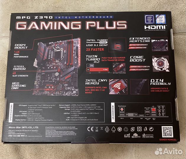 Комплект i5 9600kf + msi z390 gaming plus + 2x16gb