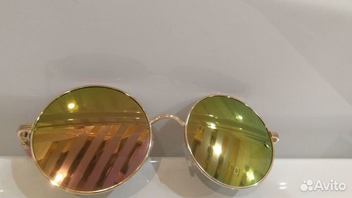 Солнцезащитные очки зеркальные, розовое золото