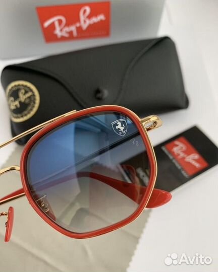 Очки ray ban hexagonal ferrari голубые