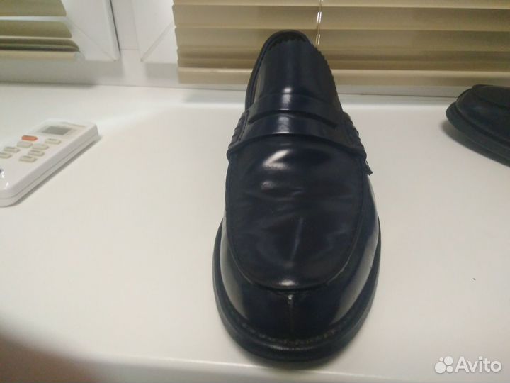 Лоферы, полуботинки чёрные с синим отливом