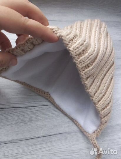 Шапка гномик шерстяная флис для новорожденного