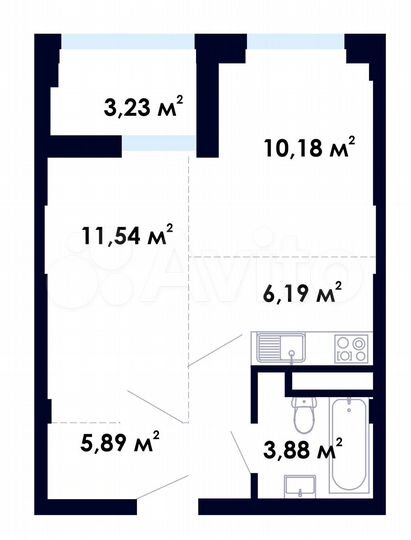 2-к. квартира, 40,9 м², 5/9 эт.
