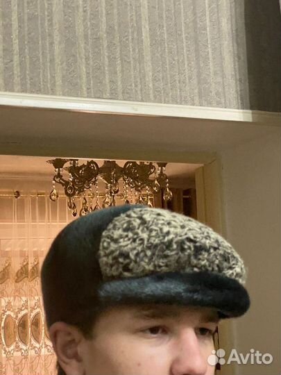 Мужская зимняя шапка кожаная с норкой