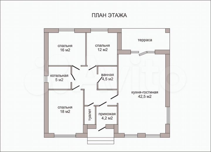 Коттедж 125 м² на участке 10,5 сот.