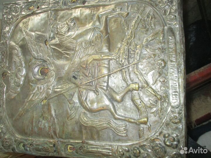 Икона святой михаил архангел серебро 36см на 31см