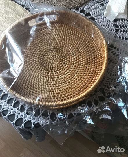 Поднос из ротанга в стиле Zara home,букет сухоцвет