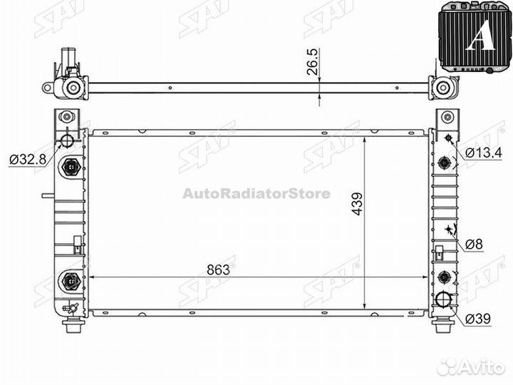 CH000360 Радиатор Chevrolet Tahoe 06-14 / Cadillac Escalade 01-15 / Chevrolet Avalanche 03-06 / Subu