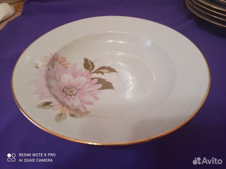 Тарелки суповые, Хризантемы, Дулево, 6 шт
