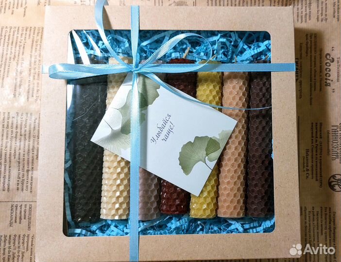 Свечи интерьерные из вощины, набор