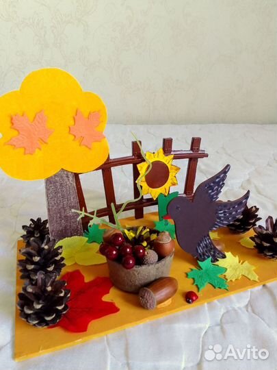 Поделка осенняя дары осени птичка в садик школу