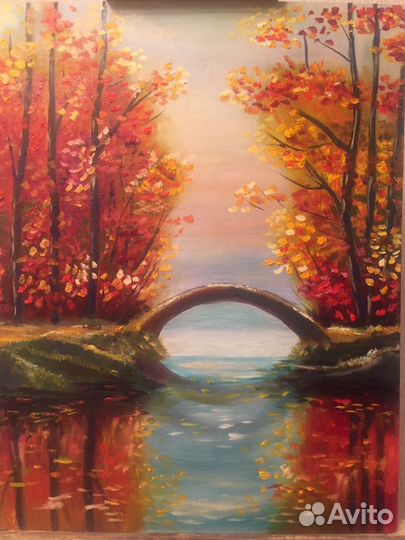 Картина маслом Яркая осень подарок учителю