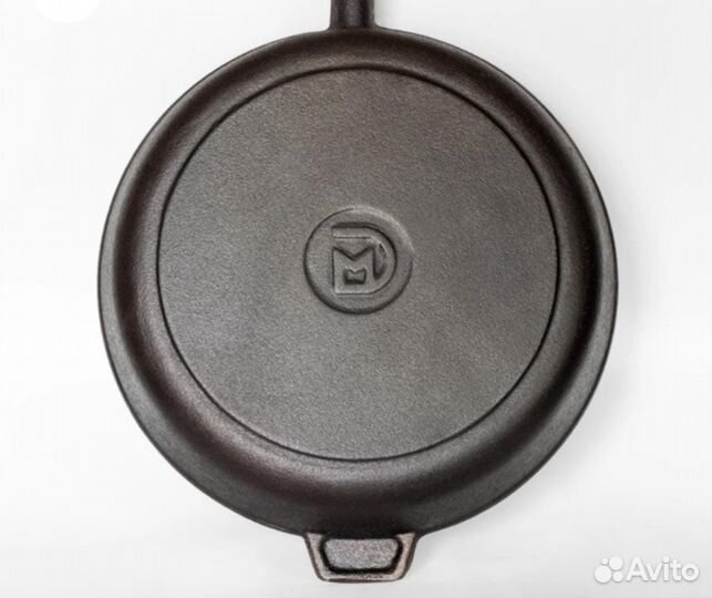 Чугунная сковорода 24х4см дер.съем.ручка