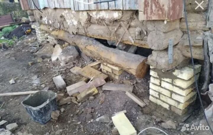 Подьем домов замена гнилых венцов