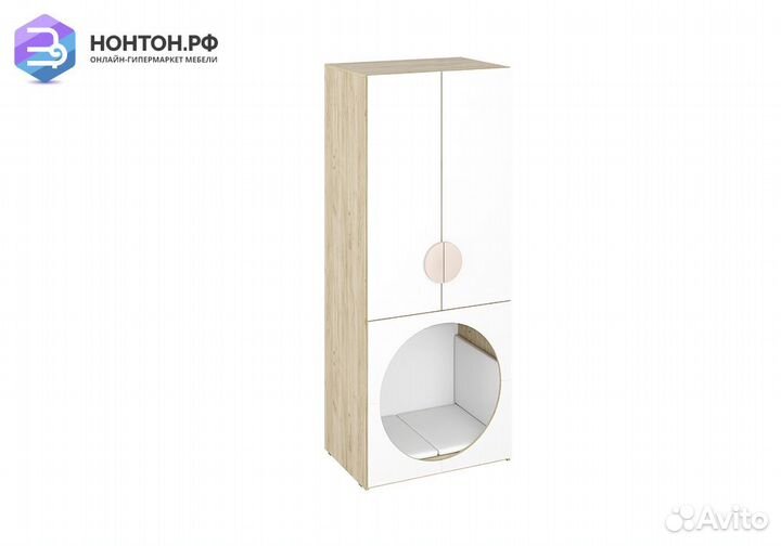 Шкаф двухдверный Мирра с сиденьем дуб крафт серый