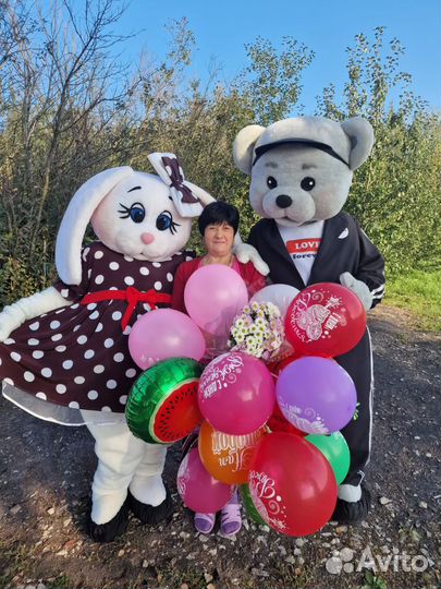 Ростовая кукла зайка Боня-Милли, мишутка Мотя