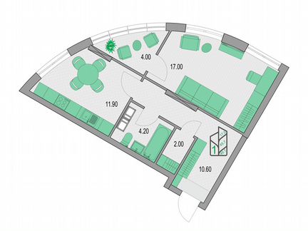 1-к. квартира, 49,7 м², 3/18 эт.