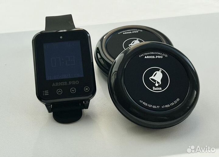 Кнопка вызова официанта комплект с часами пейджер