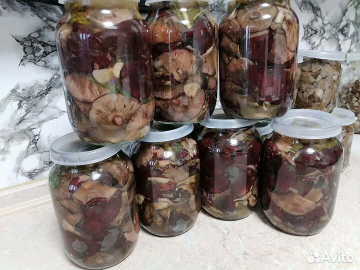 Солёные грибы, чёрный груздь, ассорти, опята