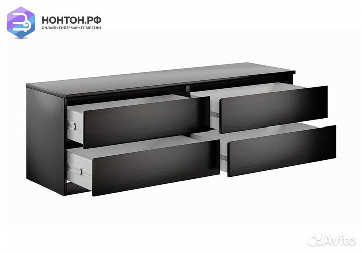 Комод низкий Мальта 4 ящика дуб венге