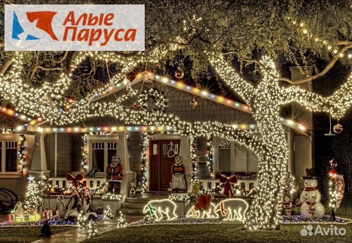 Гирлянда уличная с шариками 5 м/ белый