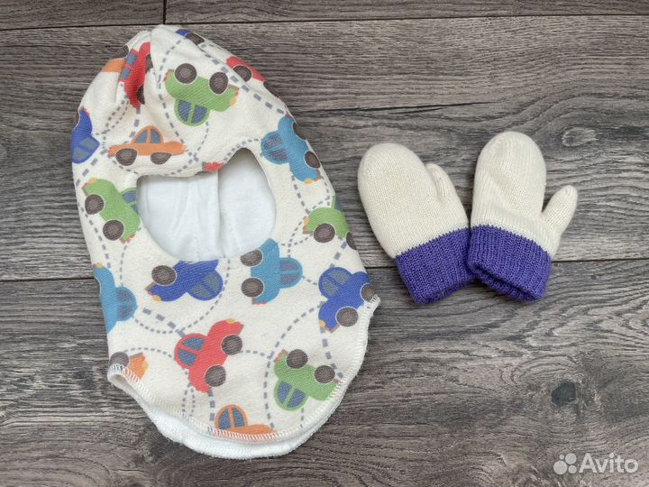 Шапка-шлем prikinder на малыша, варежки