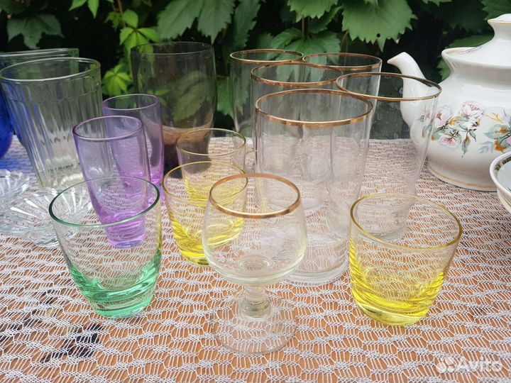 Посуда фарфор цветное стекло СССР винтаж