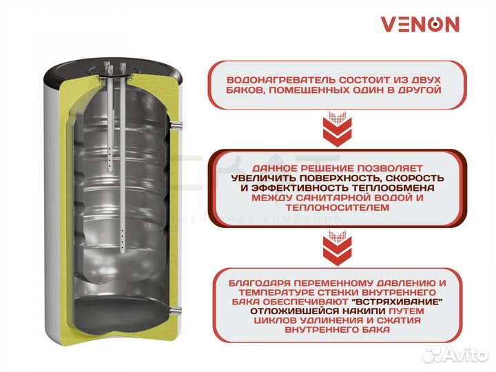 Бойлер косвенного нагрева 160 литров Venon Premium