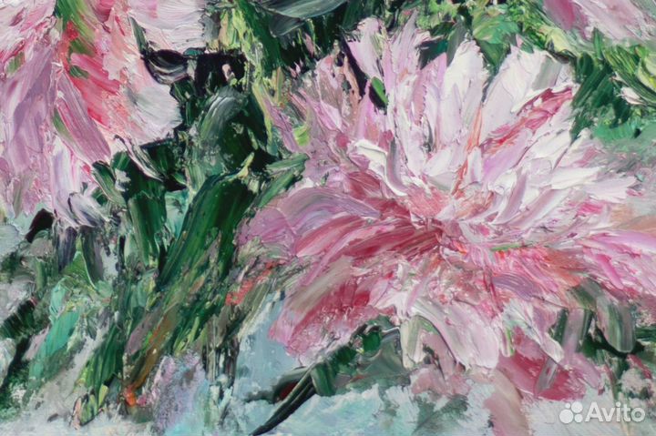 Картина с цветами маслом Астры 25/30 см