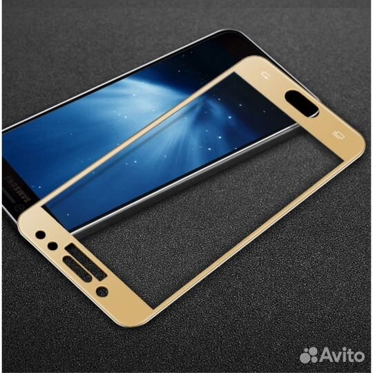 2.5D Защитное стекло samsung J7 (2017) Gold рамка
