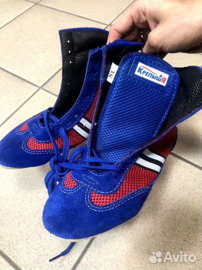 Обувь для самбо борцовки крепышя красные/синие